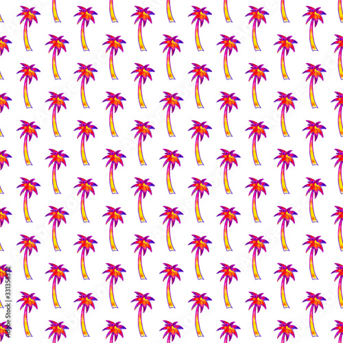 80s-90s style palm seamless pattern for fashion. watercolor hand drawn style isolated on white © Xenta Rain