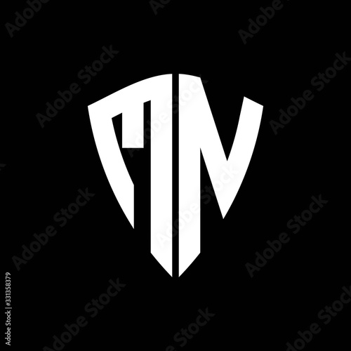 MN logo monogram with shield shape design template