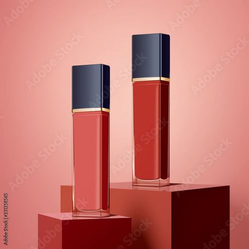 Attractive pink and red lips gloss