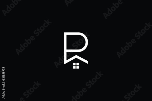 Logo design of P in vector for construction, home, real estate, building, property. Minimal awesome trendy professional logo design template on black background.