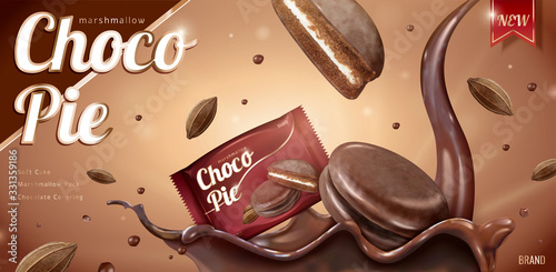 Choco pie ads with splashing syrup