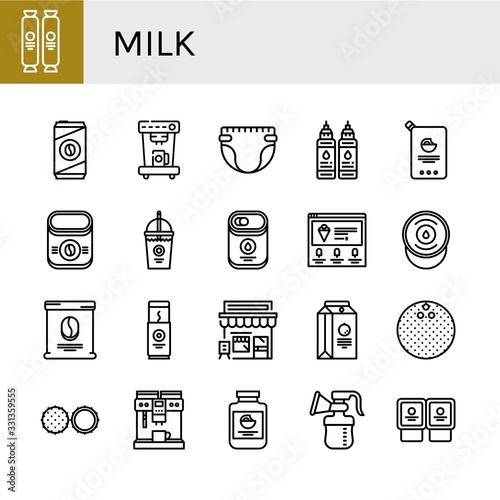 milk simple icons set
