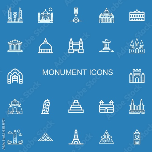 Editable 22 monument icons for web and mobile
