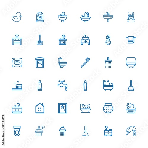 Editable 36 bathroom icons for web and mobile