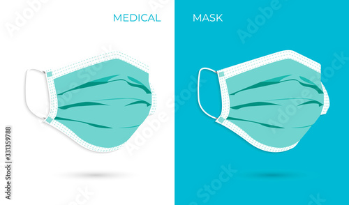 Protective breathing medical respirator mask against the virus. Stop coronavirus. Coronavirus outbreak. Medical concept. Vector illustration EPS 10