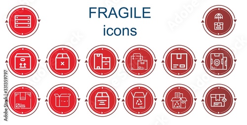 Editable 14 fragile icons for web and mobile
