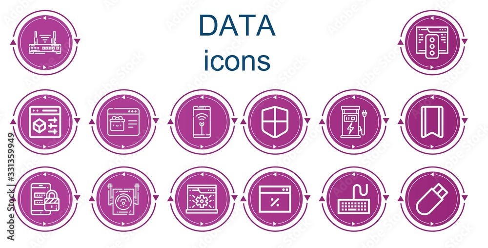 Editable 14 data icons for web and mobile