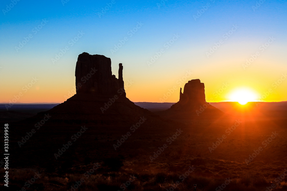 Sunset View to the Rocks in the Monument Valley, USA