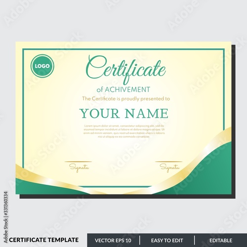 Professional template certificate of achievement. Editable and ready to print. Just change with your company and name.