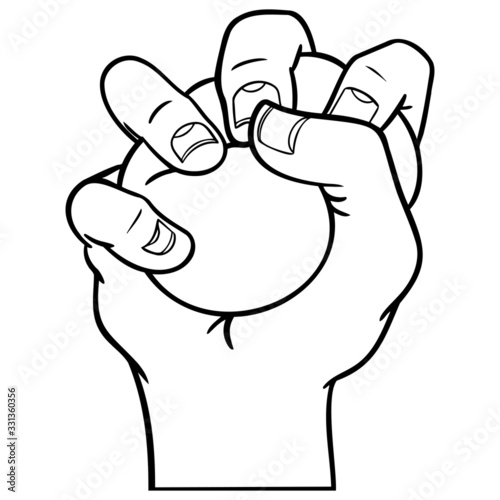 hand slips a stress ball. office, burnout, outline, illustration, isolated.