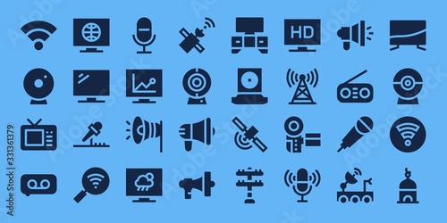 Modern Simple Set of broadcast Vector filled Icons