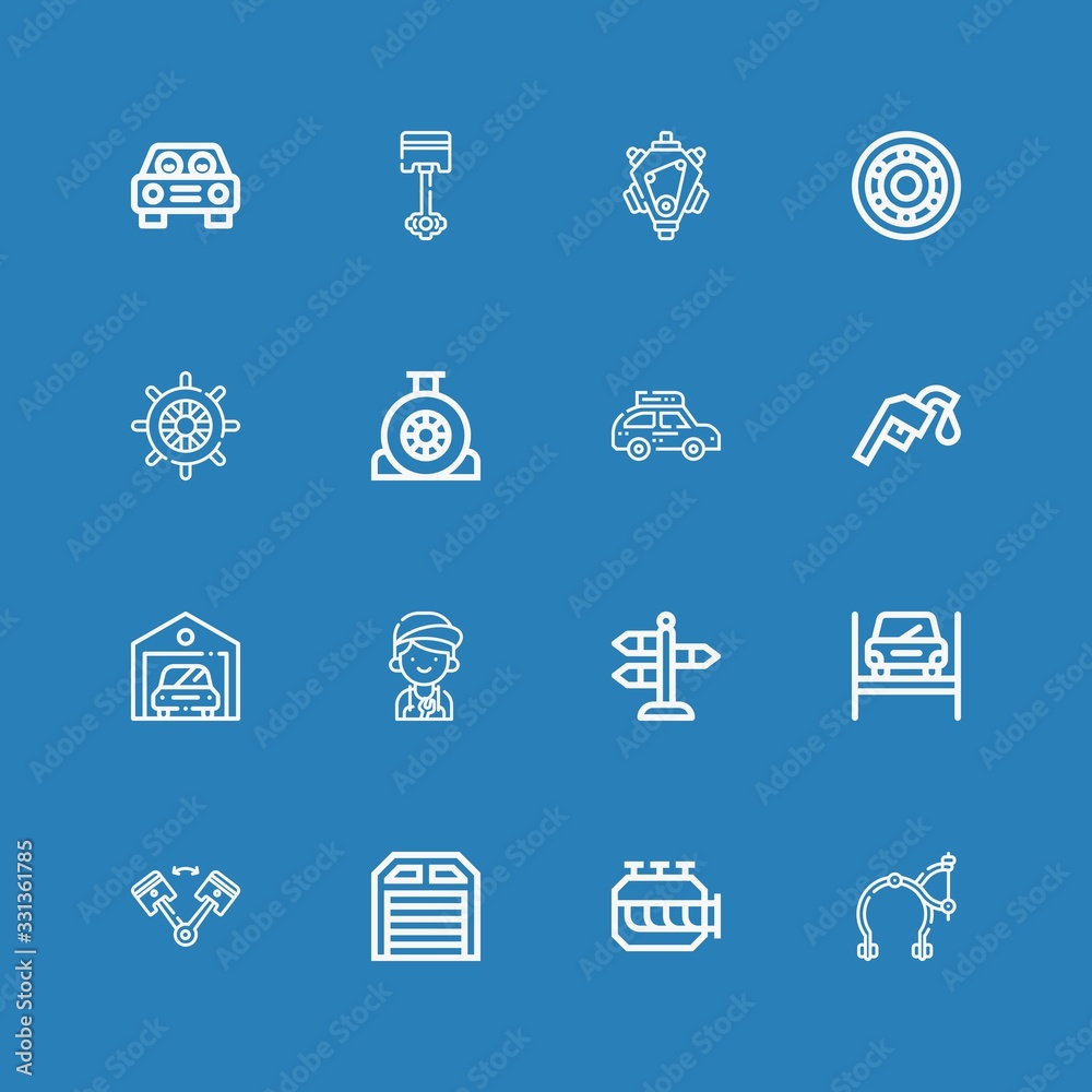 Editable 16 automotive icons for web and mobile