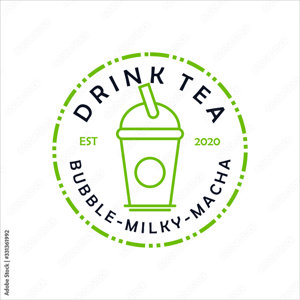 simple fresh drink bubble tea cup vector with cute text best for beverage bar logo design template in stamp style simple fresh drink bubble tea cup vector with cute text best for beverage bar logo design template in stamp style