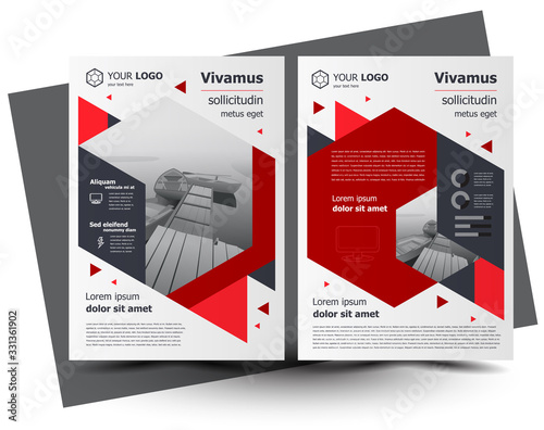 Flyer brochure design, business flyer size A4 template, creative leaflet, trend cover geometric red color