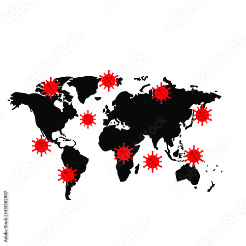 covid-19 corona virus world map logo icon design