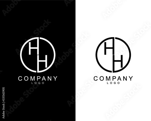 HH, H company logo letters design concept in black and white colors