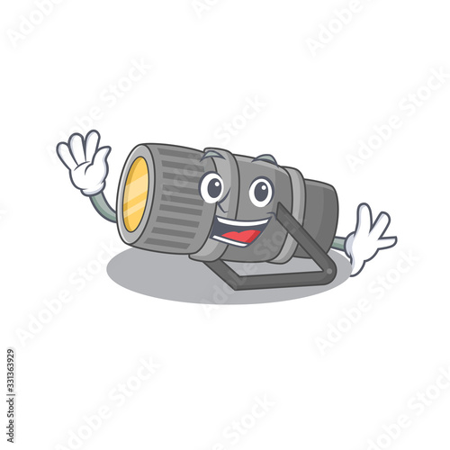 Smiley underwater flashlight cartoon mascot design with waving hand