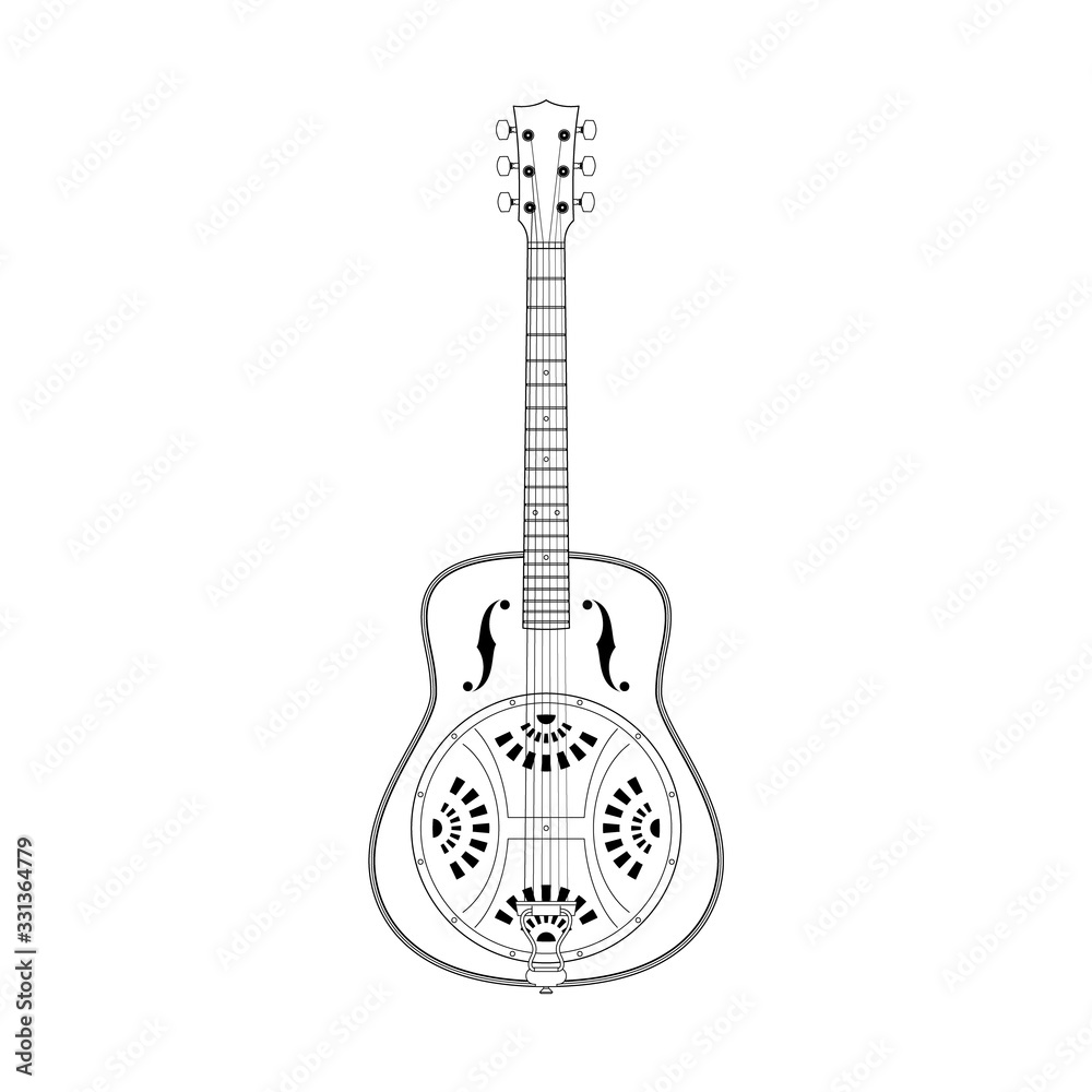 Line art of Resonator or Resophonic (Drobo) guitar. Stock ベクター Adobe Stock