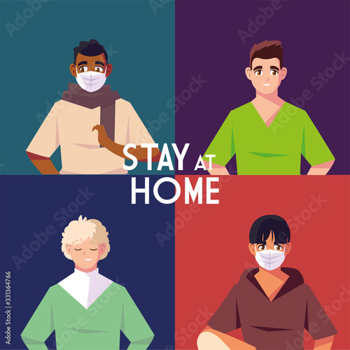 men prevents coronavirus and symptoms, stay at home