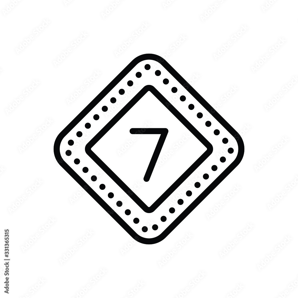 Black line icon for seven Black line icon for seven