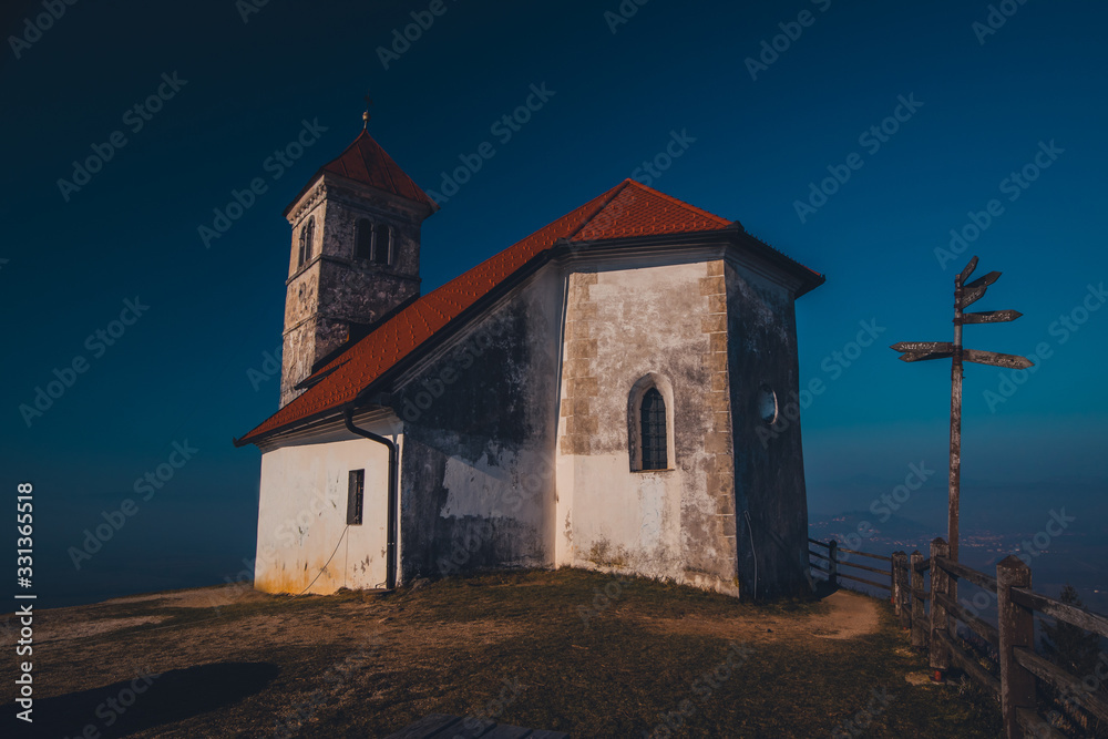 Picturesque church on a vantage point or lookout