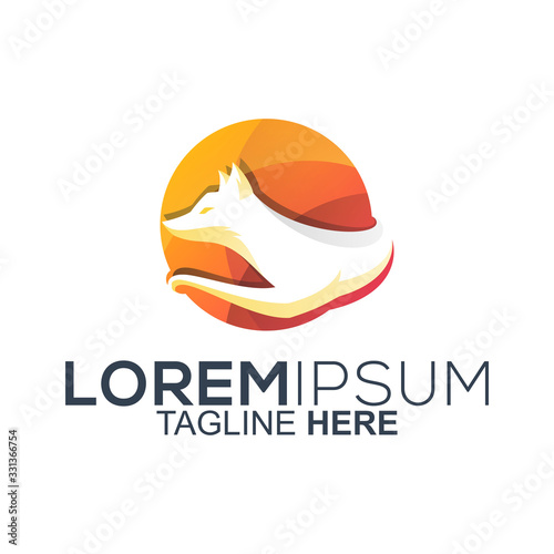 colorful fox logo design vector
