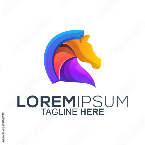 colorful horse logo design vector