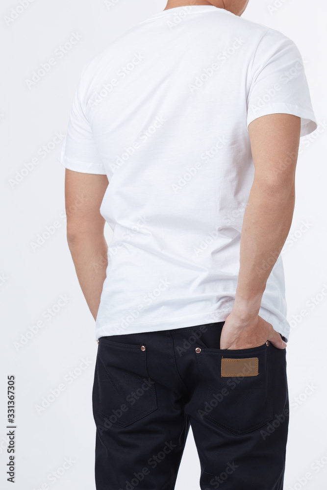 Obraz premium Men perfect body wear the white tshirt mockup template design with clipping path.