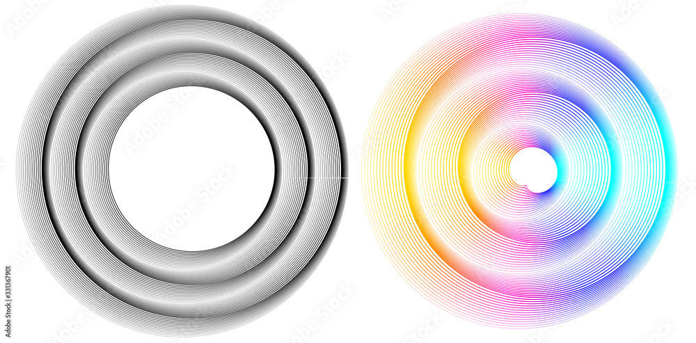 Wave many lines circle frame Design elements blur07