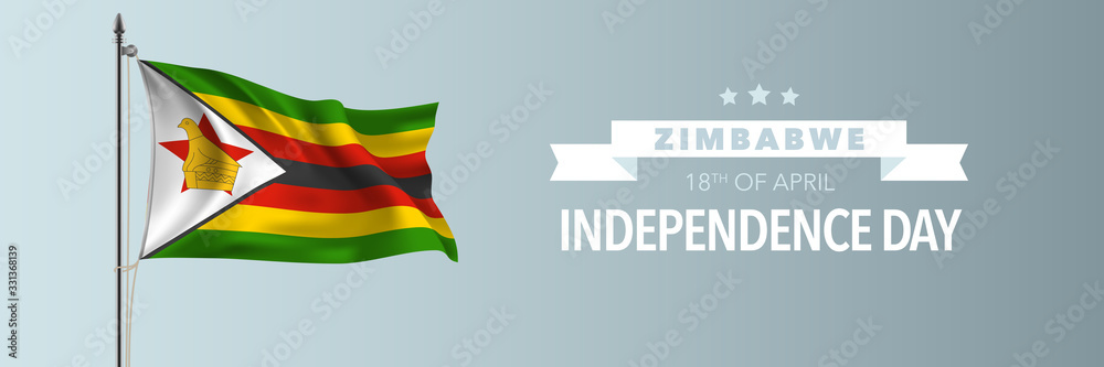 Zimbabwe happy independence day greeting card, banner vector illustration Zimbabwe happy independence day greeting card, banner vector illustration