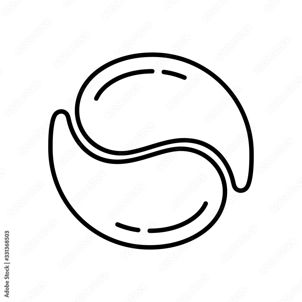 Eye gel patches, round layout icon. Linear logo for woman's cosmetics. Black simple illustration of eye mask. Contour isolated vector image on white background. Trend care products Eye gel patches, round layout icon. Linear logo for woman's cosmetics. Black simple illustration of eye mask. Contour isolated vector image on white background. Trend care products