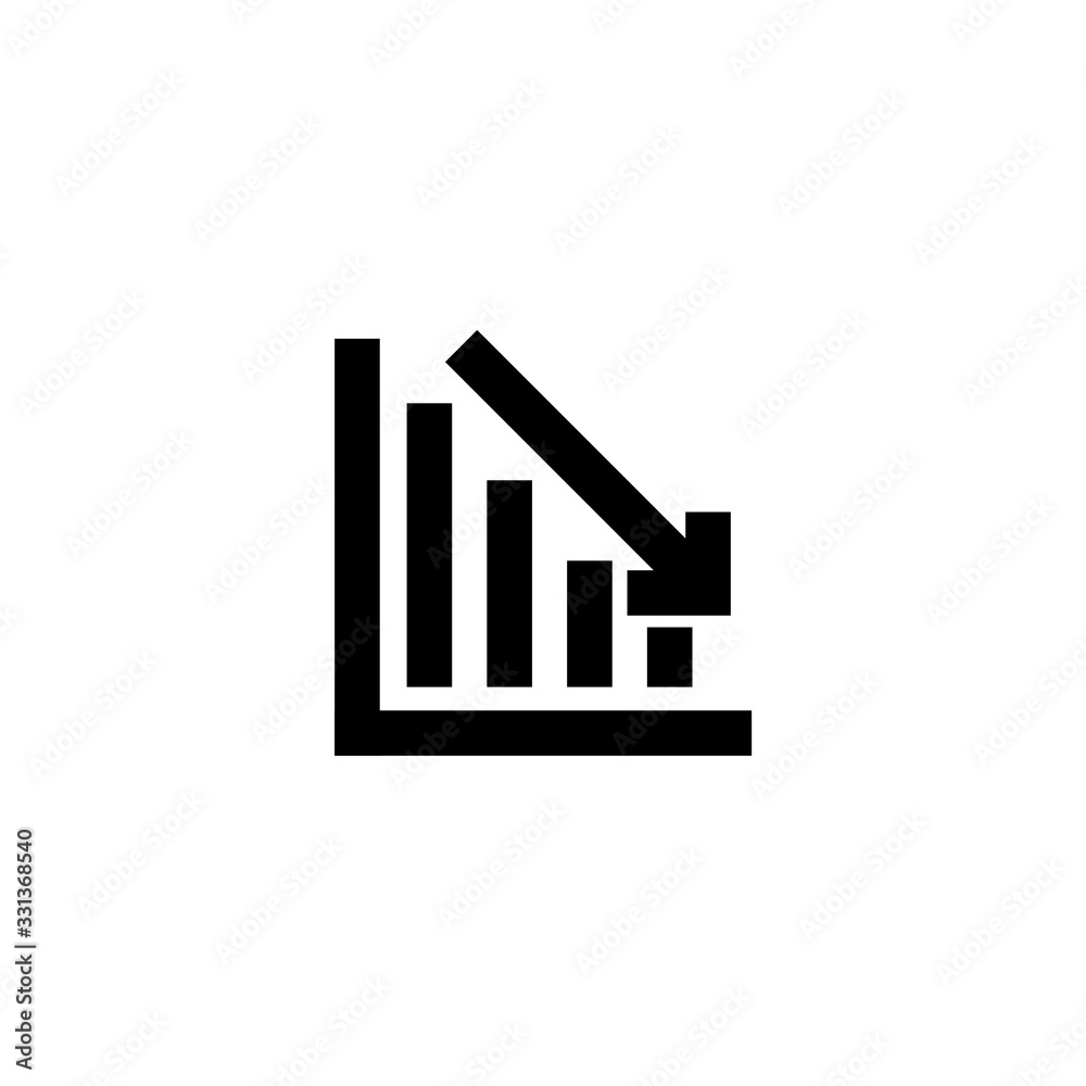 Declining graph icon. Business decline chart filled flat sign for mobile concept and web design Declining graph icon. Business decline chart filled flat sign for mobile concept and web design