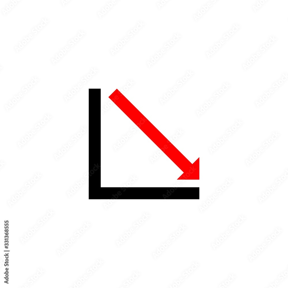Declining graph icon. Business decline chart filled flat sign for mobile concept and web design Declining graph icon. Business decline chart filled flat sign for mobile concept and web design