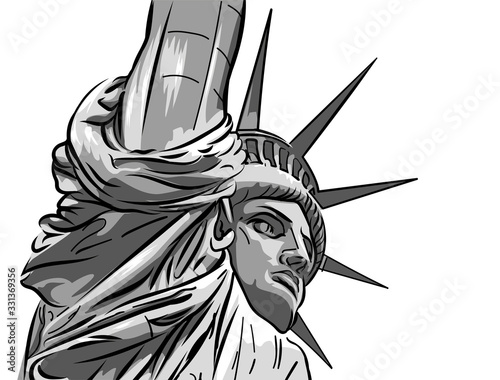 Statue of liberty, black and white vector