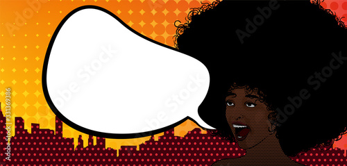 Woman's portrait with afro hairstyle. 