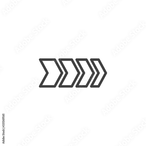 Transfer arrows, right side line icon. linear style sign for mobile concept and web design. Arrows pointing right outline vector icon. Symbol, logo illustration. Vector graphics