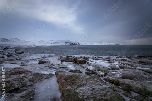Rocky coast of the Kola Peninsula, Barents sea, Arctic ocean