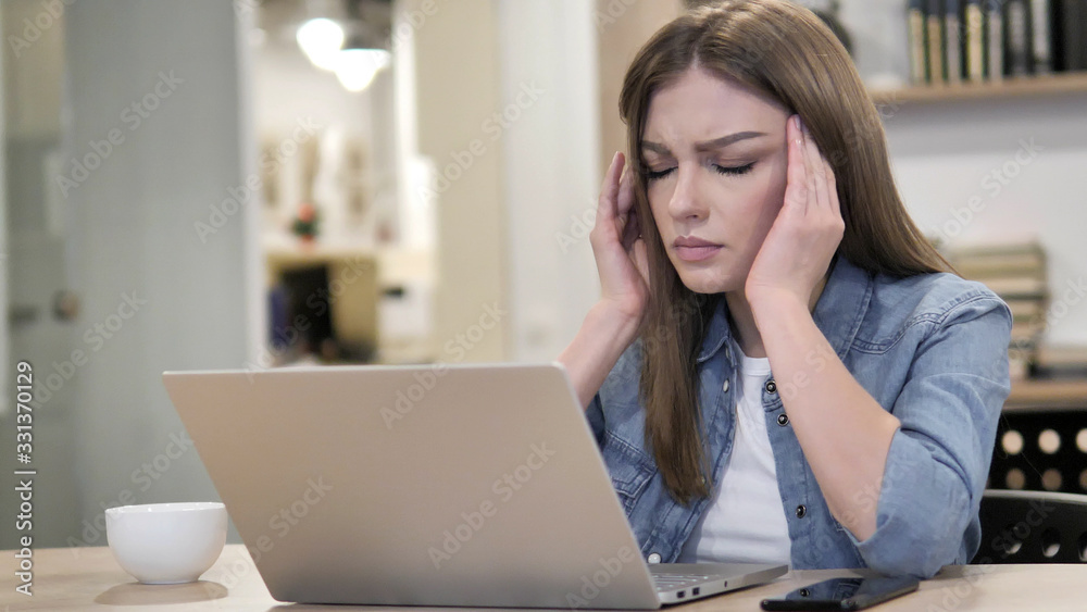 Headache, Tense Creative Woman Working on Laptop Headache, Tense Creative Woman Working on Laptop