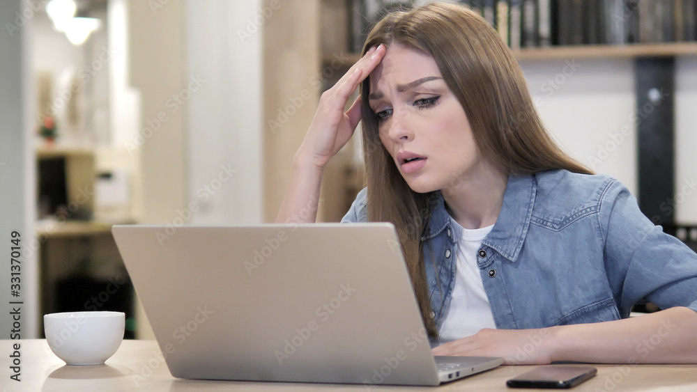 Loss, Tense Creative Woman Working on Laptop Loss, Tense Creative Woman Working on Laptop