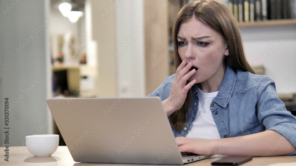 Aweful Creative Woman in Shock Working on Laptop Aweful Creative Woman in Shock Working on Laptop
