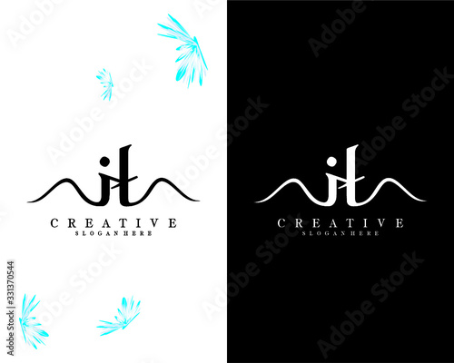 letter it, ti creative handwriting logo design vector