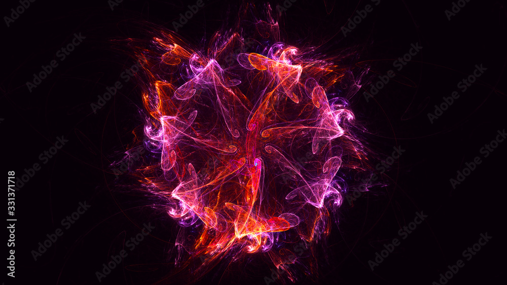 3D rendering abstract red fractal light background 3D rendering abstract red fractal light background