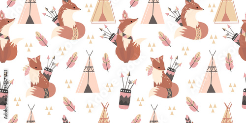 adorable animal illustration seamless pattern for kids project, fabric, scrapbooking, crafting, invitation and many more