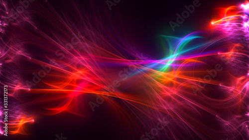 3D rendering abstract red fractal light background