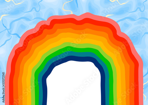 Abstract vibrant design of of wavy striped rainbow