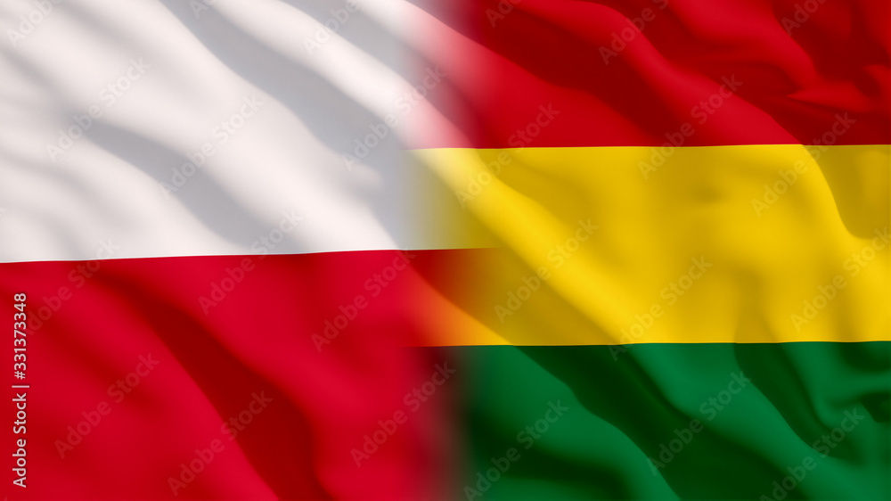 Naklejka premium Waving Poland and Bolivia Flags