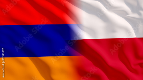 Waving Poland and Armenia Flags