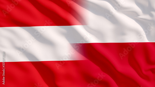 Waving Poland and Austria Flags