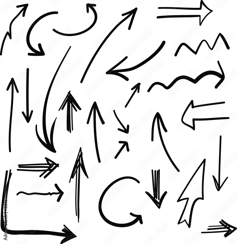 set of hand drawn vector arrows set of hand drawn vector arrows