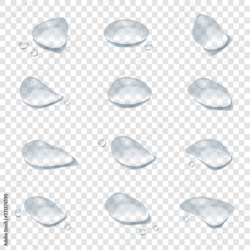 realistic water drop vectors isolated on transparency background, clear drop splash and rainy crystal illustration ep24